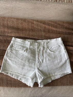 White Frayed Denim Shorts